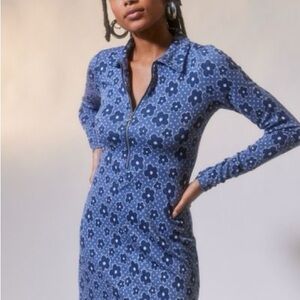 NWT Urban Outfitters Blue Floral Long-Sleeve Dress